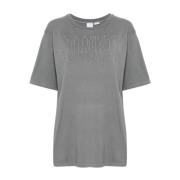 Pinko Grå Jersey Broderad Logotyp T-shirt Gray, Dam