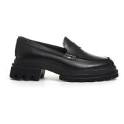 Hogan Svart Läder Loafer Sko Black, Dam