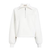 Calvin Klein Sherpa halv zip sweatshirt i vitt White, Dam