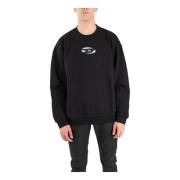 Diesel Avslappnad passform rund hals sweatshirt med frontlogo Black, H...