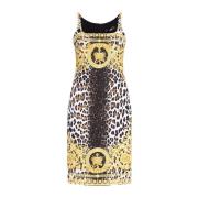 Versace Leopardmönstrad Ärmlös Klänning Multicolor, Dam