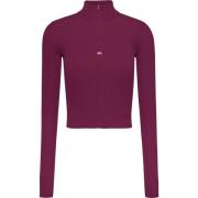 Tommy Jeans Bordeaux Hög Hals Dragkedja Tröja Red, Dam