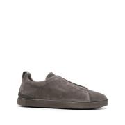 Ermenegildo Zegna Suede Triple Stitch Sneakers Gray, Herr