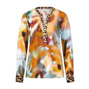 Emily Van den Bergh Leopard Accent Blus Skjorta Multicolor, Dam