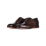 Santoni Antika Läder Oxford Skor Brown, Herr