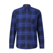 Hugo Boss Rutig Skjorta Klassisk Bomull Button-Down Blue, Herr