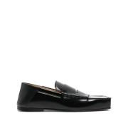 Jacquemus Svarta Läder Slip-On Fyrkantig Tå Skor Black, Dam