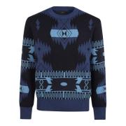 Alanui Midnight Blue Jacquard Sweater Multicolor, Herr