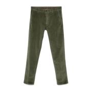 Incotex Grön Corduroy Byxor Tapered Ben Green, Herr