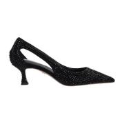 Lola Cruz Cutout Kitten Heel Pump med Strass Black, Dam