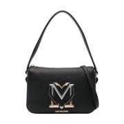 Love Moschino Svart axelväska med logoplakett Black, Dam