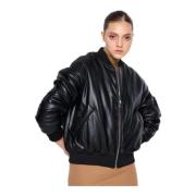 Silvian Heach Bomber i ecopelle Black, Dam