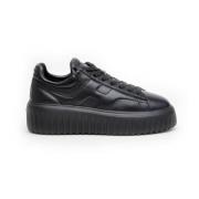 Hogan Svarta Läder H-Stripes Sneakers Black, Dam