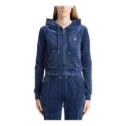 Juicy Couture Dragsko Dragkedja Enfärgad Logga Hoodie Blue, Dam