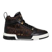 Moschino Logo High-top Sneakers Multifärgat Mönster Brown, Herr