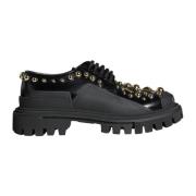 Dolce & Gabbana Svart Läder Trekking Derby Skor Black, Dam