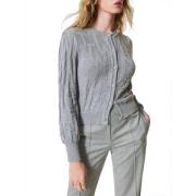 Twinset Melange Grå Bomull Cashmere Kofta Gray, Dam