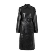 Mackage Läder Trench med Bälte Black, Dam