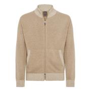 Boggi Milano Cashmere Blend Full-Zip Jumper Beige, Herr