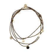 Le Tricot Perugia Elegant Halsband med Glas Kristaller Yellow, Dam