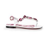 Dolce & Gabbana Vita platta skor med pinaforemetal bredd White, Dam