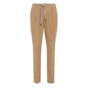 Brunello Cucinelli Sammet Randig Dragsko Byxor Beige, Herr