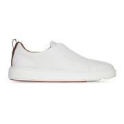 Santoni Vita Slip-On Sneakers med Tan Detalj White, Herr