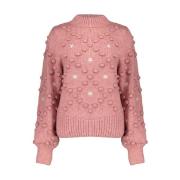 Geisha Blommig Dot Pullover Sweater Pink, Dam