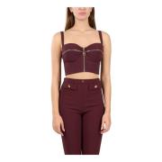 Elisabetta Franchi Balconette Zip Motif Bustier Top Red, Dam