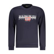 Napapijri Blå Logo Print Crew Neck Sweatshirt Blue, Herr