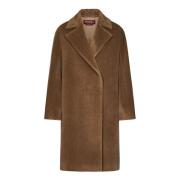 Max Mara Brun Dubbelknäppt Kappa Aw24 Brown, Dam