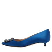 Manolo Blahnik Pre-owned Pre-owned Satin klackskor Blue, Dam