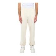 Msgm Logo Sweatpants Wide Leg Regular Fit White, Herr