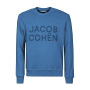 Jacob Cohën Blå Broderad Logosweatshirt Herr Blue, Herr