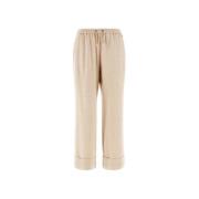 Herno Flanellbyxor med elastisk midja Beige, Dam