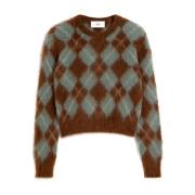 Ami Paris Argyle Check Crew Neck Sweater Multicolor, Herr