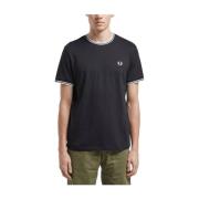 Fred Perry Kortärmad T-shirt med kontrastdetaljer Black, Herr