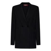 Max Mara Svart Dubbelknäppt Blazer Ytterkläder Black, Dam