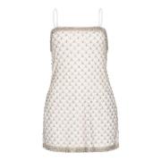 Pinko Vit Mesh Lingerie Miniklänning Aw24 White, Dam