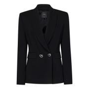 Pinko Svart Dubbelknäppt Blazer Ytterkläder Black, Dam