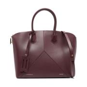 Victoria Beckham Burgundy kalvskinnshandväska med logotyptryck Purple,...