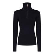 Victoria Beckham Midnight Blue Turtleneck Sweater Aw24 Blue, Dam