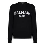 Balmain Svart Crew Neck Sweater Aw24 Black, Herr