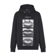 Balmain Svart Lips Logo Sweater Hoodie Black, Herr