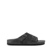 Birkenstock Grå Mocka Spänne Sandaler Gray, Herr