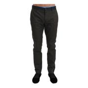 Dolce & Gabbana Slim Fit Randig Casual Byxor Gray, Herr