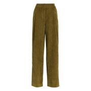 Essentiel Antwerp Sammet Corduroy Tapered Byxor Grön Green, Dam