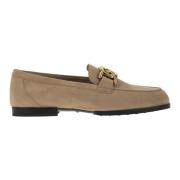 Tod's Moccasin i nubuck med metallkedja Beige, Dam