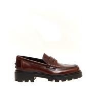 Tod's Brun läder Loafer skor Brown, Dam