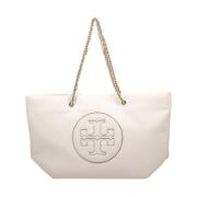 Tory Burch Krinklad Patentkedja Tote Väska Beige, Dam